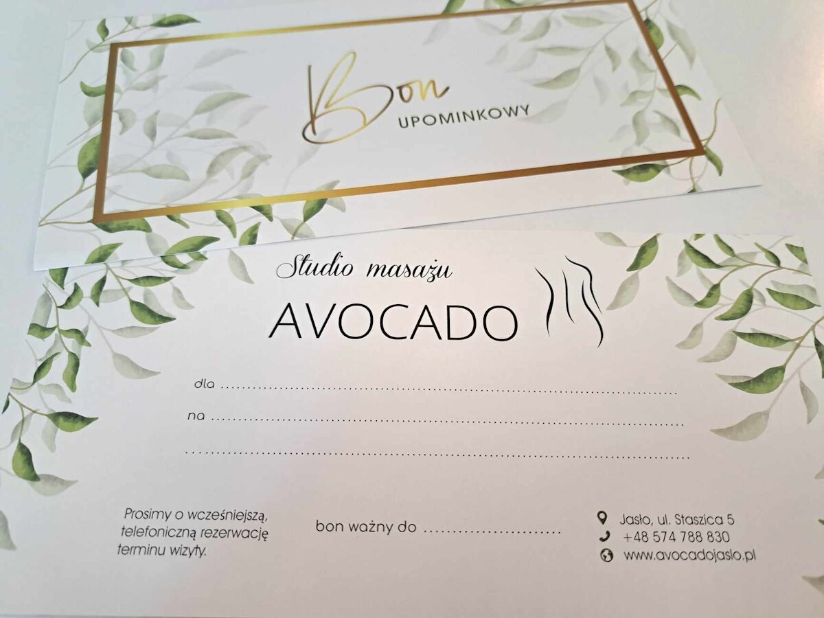 Bon podarunkowy Avocado Studio Masażu